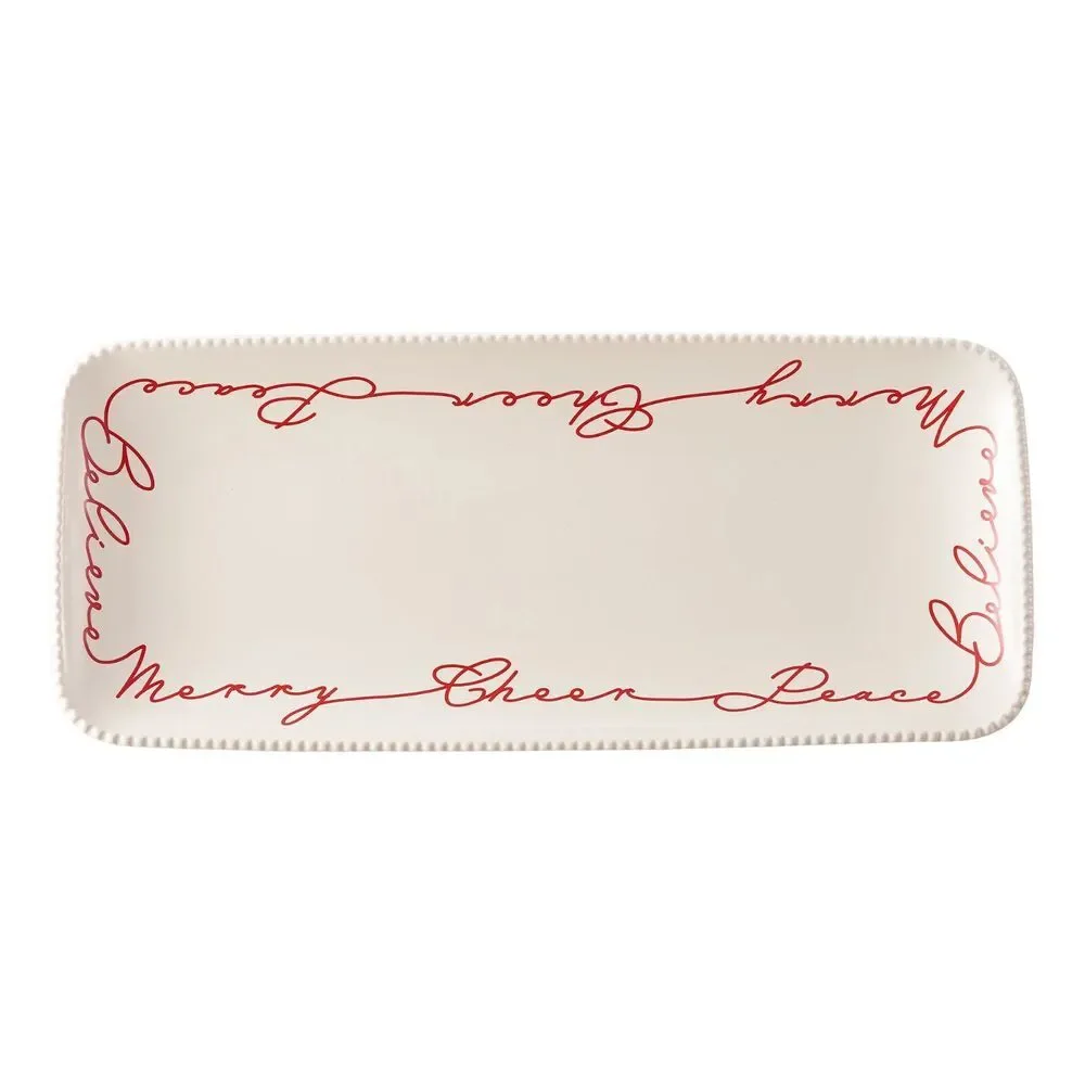 Better Homes & Gardens Winter Botanicals White Stoneware Serving Tray 15.15